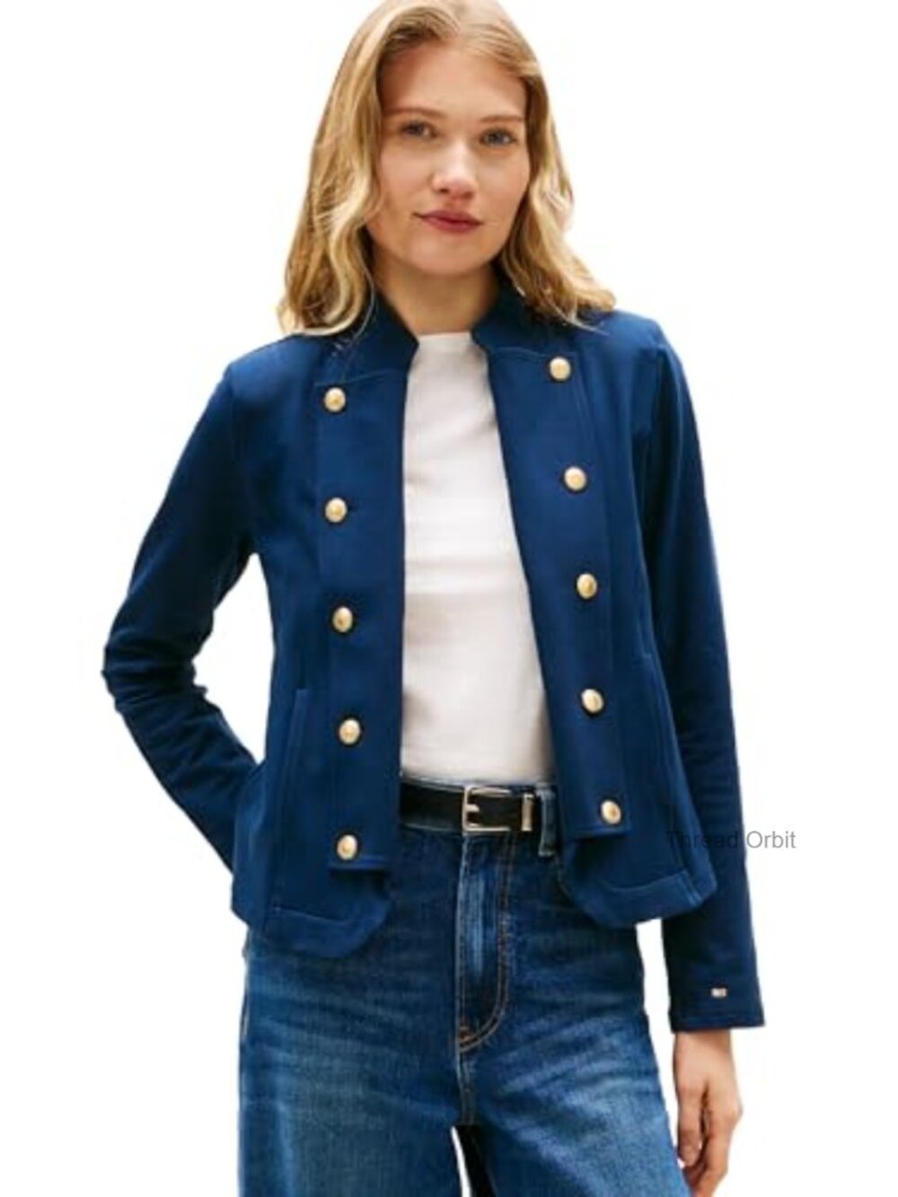Double Breasted Knit Jacket Button Down Long Sleeve Lightweight Casual